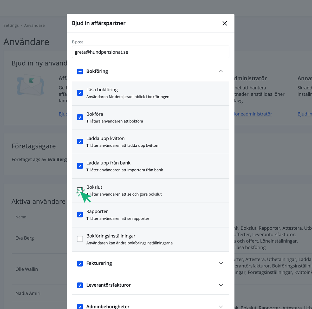Välj användarrättigheter