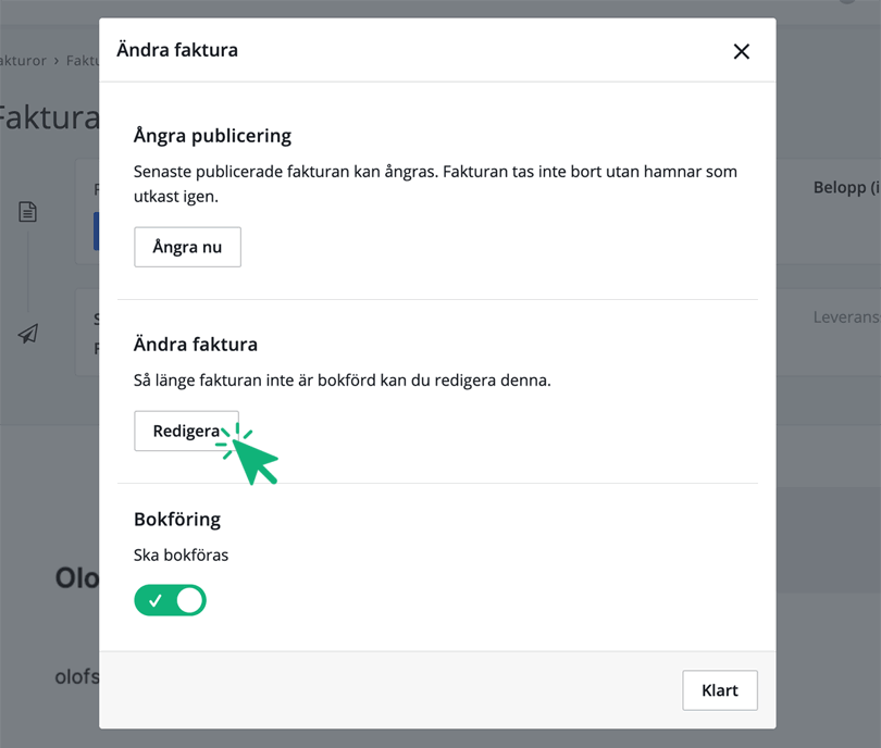 Redigera fakturan