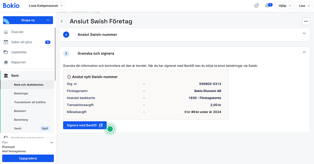 Granska och bekräfta med Bank ID