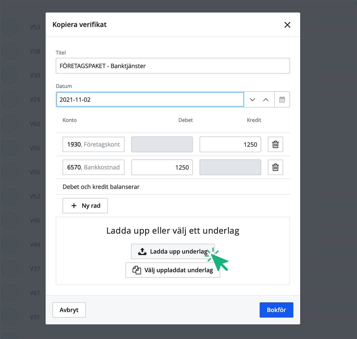 Ladda upp eller välj underlag