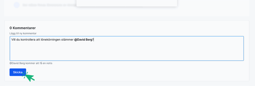 Lägg till kommentar på lönekörning
