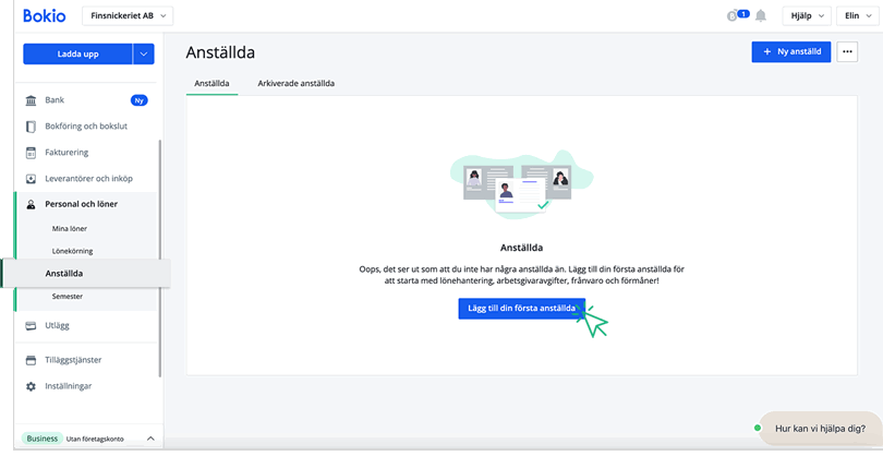 Skapa första anställd