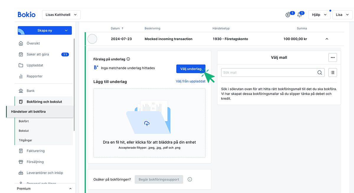 Ladda upp kvitto från Uppladdat