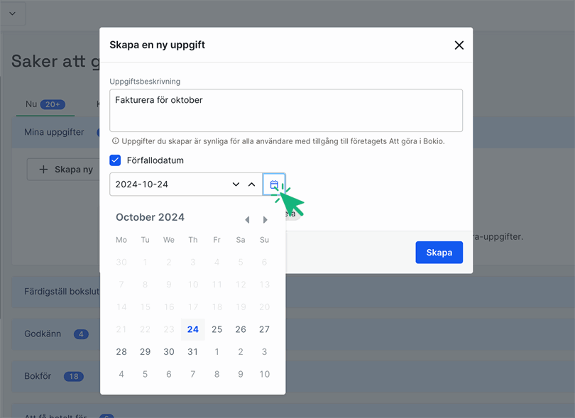 Du kan välja att sätta ett förfallodatum