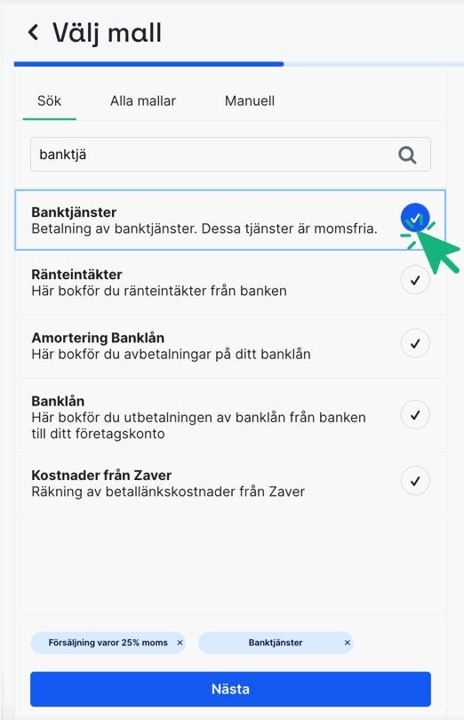 Välj Banktjänster