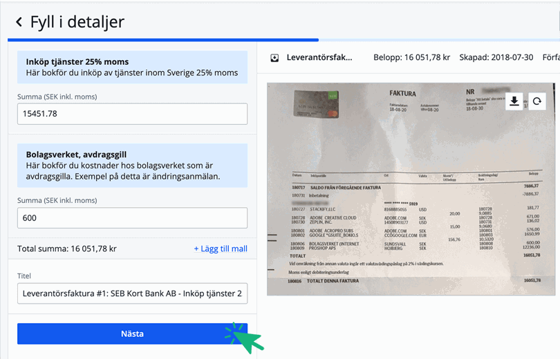 bokför med kontantmetoden