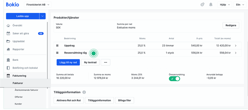 Vidarefakturering åt kund
