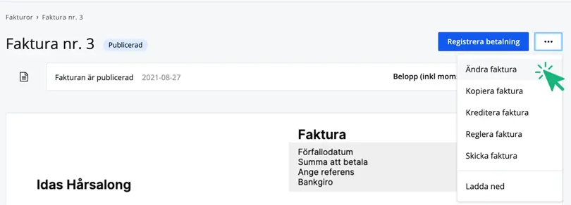 Ändra fakturan