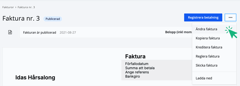 Ändra fakturan