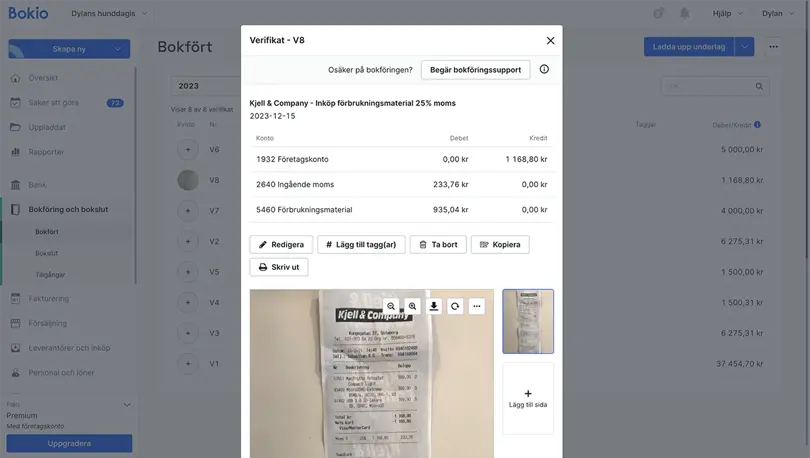 Bokfört verifikat