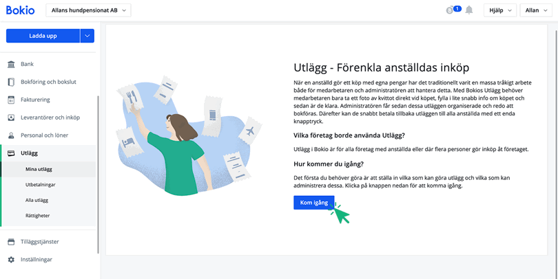 Klicka på Kom igång