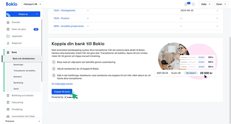 Koppla till bank