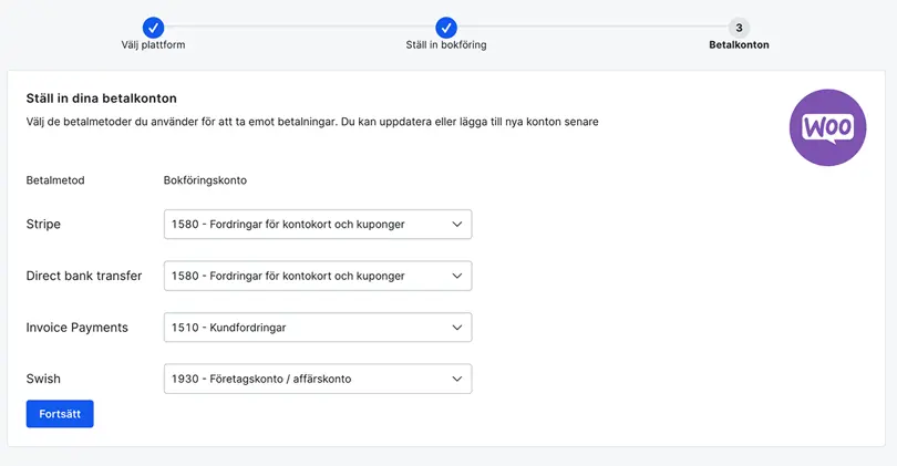 Ställ in dina betalkonton