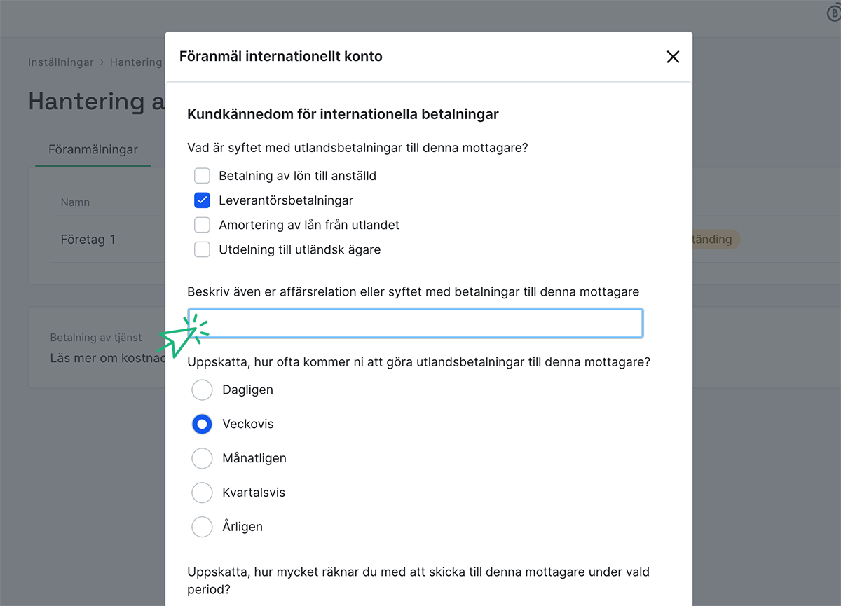 Svara på kundkännedomsfrågor