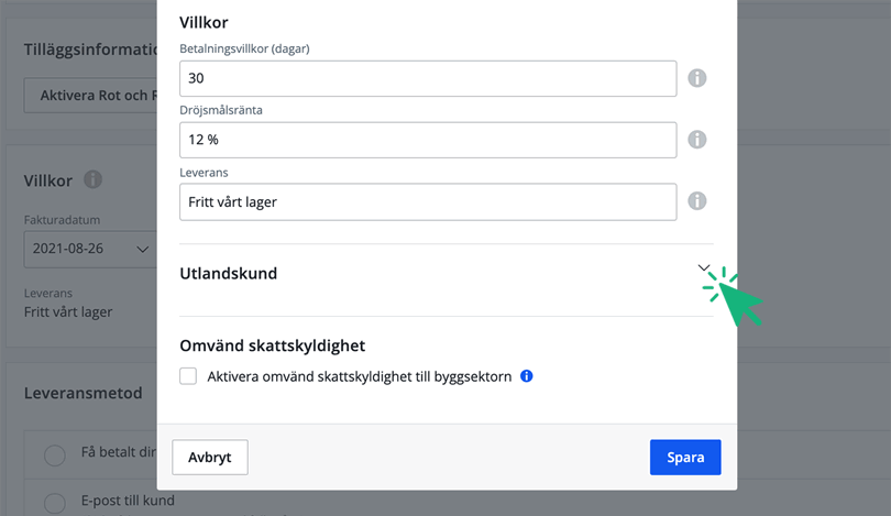 Klicka på utlandskund