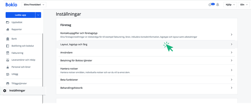 Inställningar, välj Layout