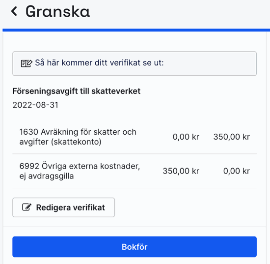 Hur du bokför en förseningsavgift till Skatteverket Bokio