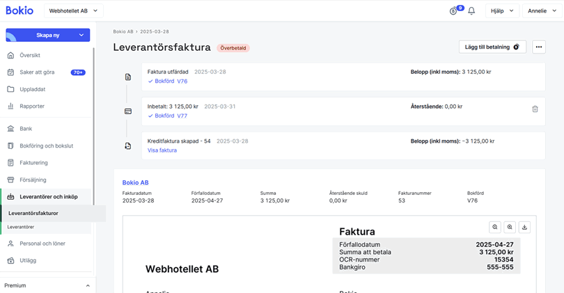 bokför leverantörsfaktura