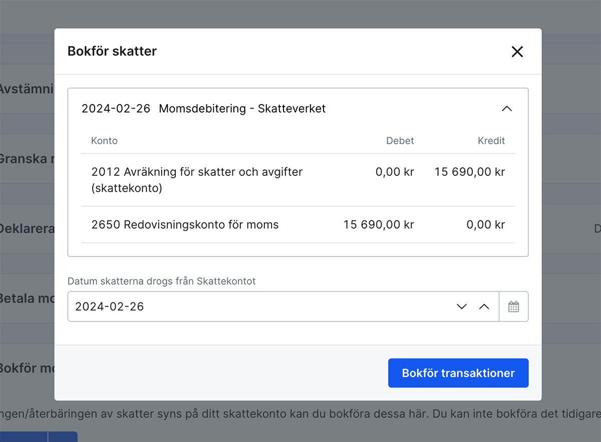 Bokför moms på skattekontot