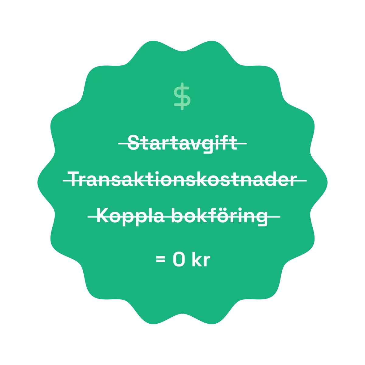 Ingen startavgift, transaktionskostnader eller extra kostnad för att koppla till bokföring