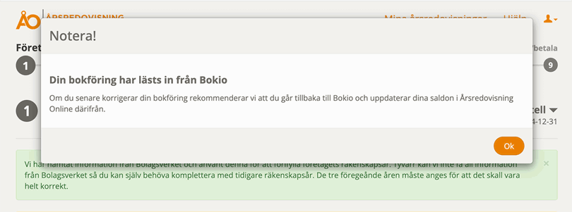 Bokföringen läses in automatiskt!