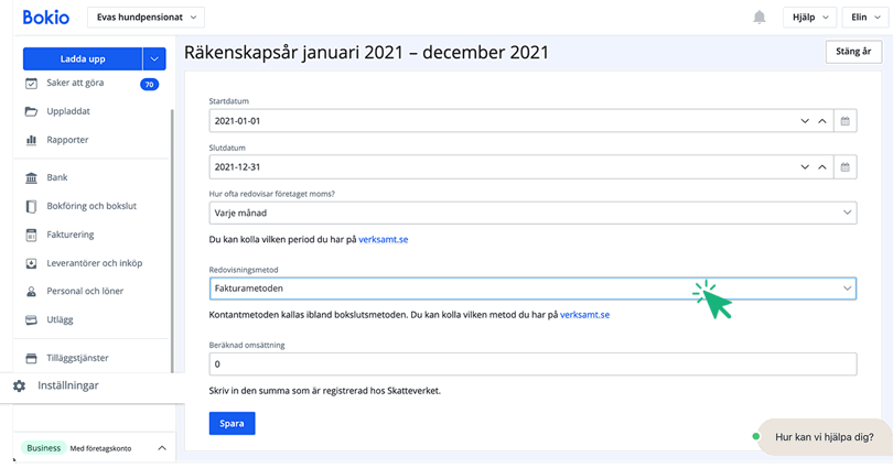Välj bokföringsmetod