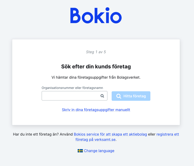1 av 5 - Skapa kunder i Bokio Byrå