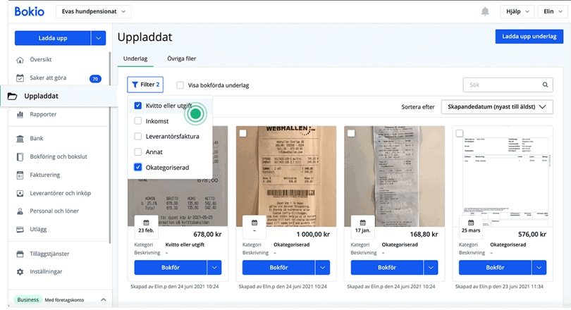 Välj kategori uppladdat