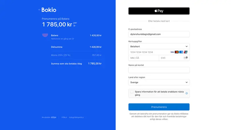 Betalning via Stripe