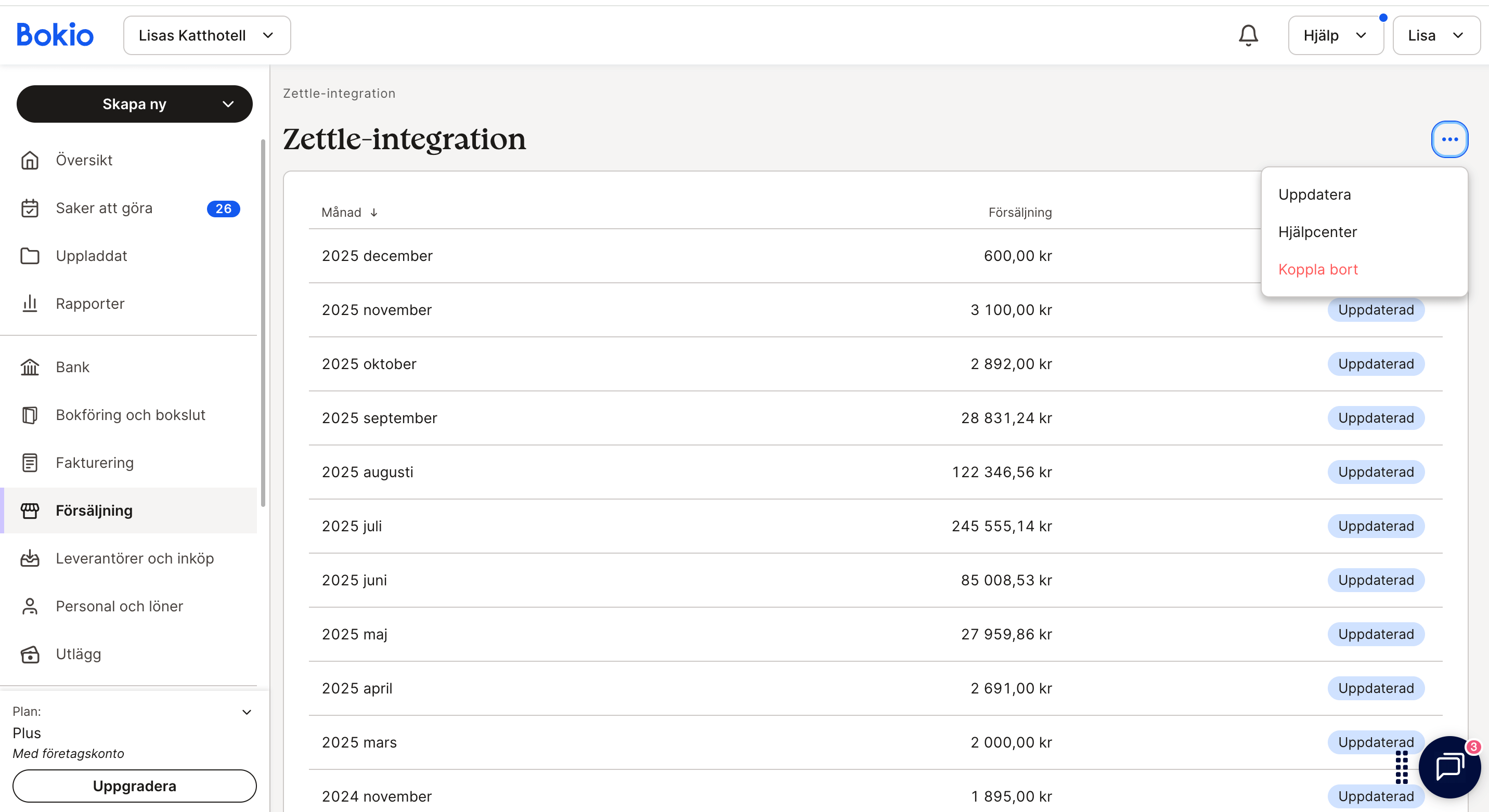 Klicka på flervalsikonen och välj Uppdatera