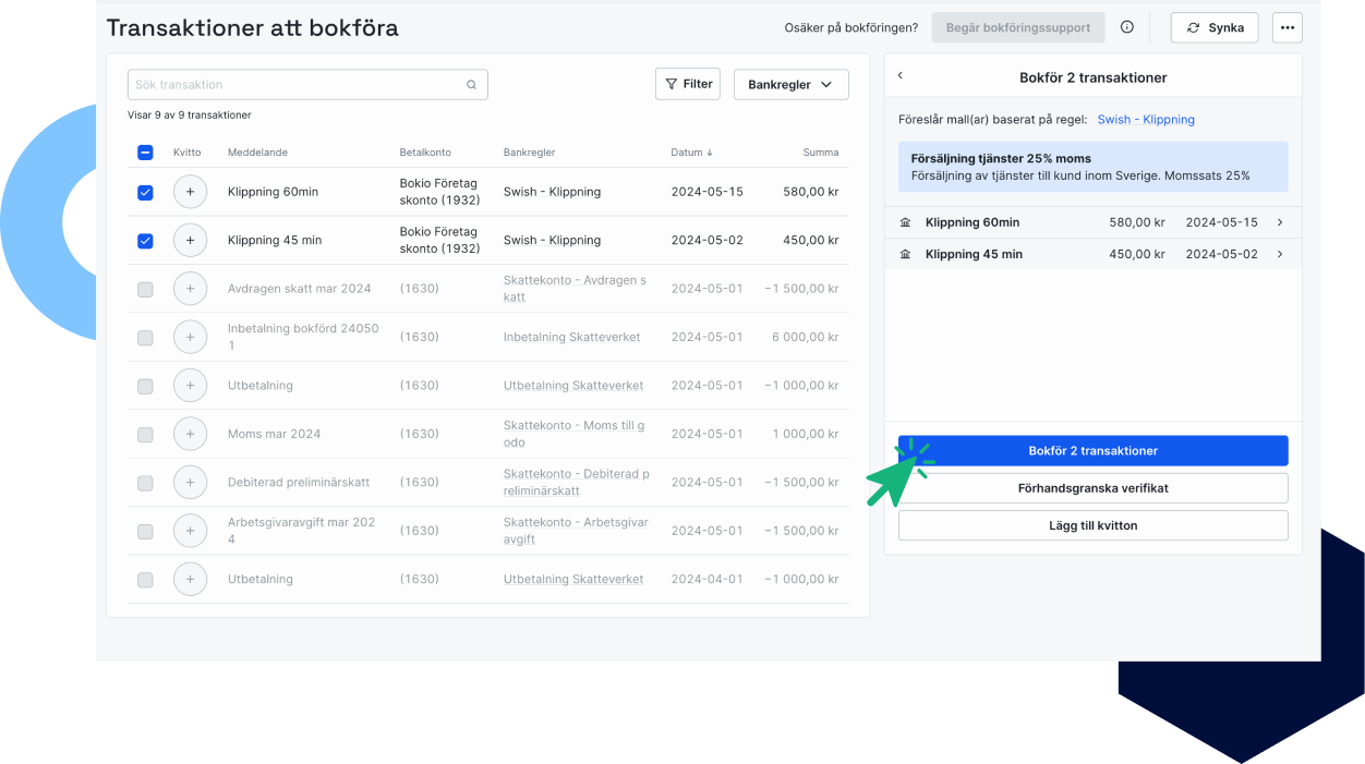 Bokför Swish-transaktioner med ett klick
