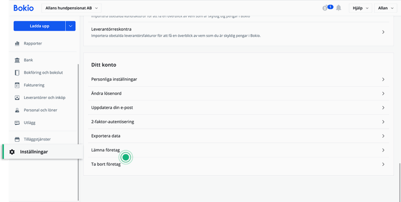 Lämna eller ta bort företag