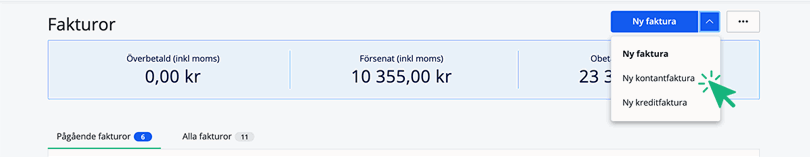 Ny kontantfaktura